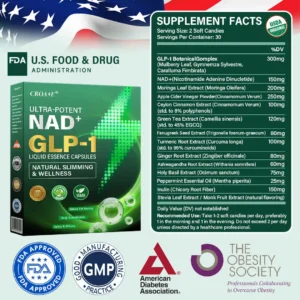 Croaie® GLP-1 Metabolic Support – Ultra Concentrated Liquid Pearls with NAD+, Moringa & ACV – Appetite Control, Weight Management & Cardiovascular Support