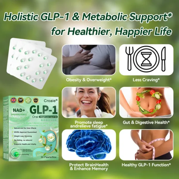 Croaie® GLP-1 Oral Weight Loss Liquid Gel🏅 - NAD+ & Moringa & ACV & Keto BHB — Obesity, Cardiovascular Disease, Diabetes, Sleep Apnea, Joint Problems and More