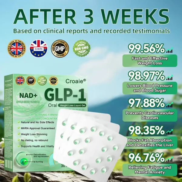 Croaie® GLP-1 Oral Weight Loss Liquid Gel🏅 - NAD+ & Moringa & ACV & Keto BHB — Obesity, Cardiovascular Disease, Diabetes, Sleep Apnea, Joint Problems and More