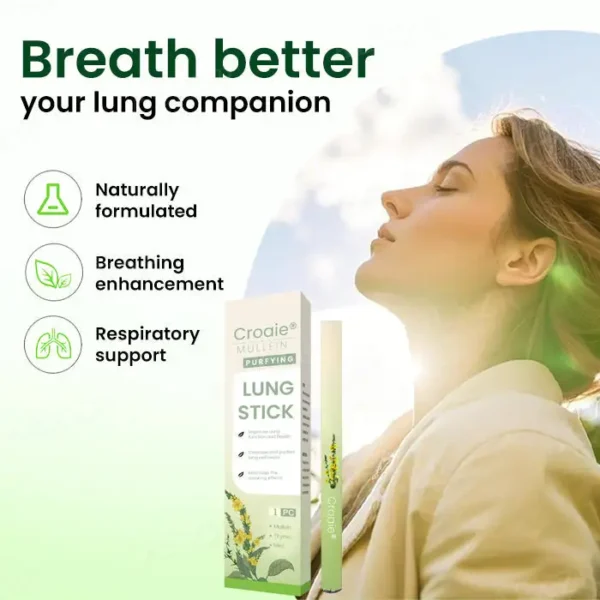 Croaie® Mullein Purifying Lung Stick✅ 𝐂𝐥𝐞𝐚𝐫𝐬 𝐦𝐮𝐜𝐮𝐬, 𝘽𝐫𝐞𝐚𝐭𝐡𝐞𝐬 𝐞𝐚𝐬𝐢𝐥𝐲