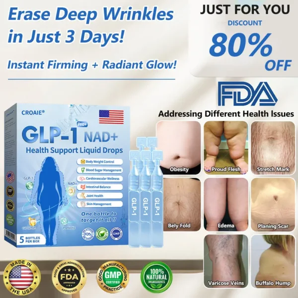【Last Day Promotion 75% OFF⚡】Croaie® 𝐆𝐋𝐏-𝟏 𝐏𝐑𝐎+ 𝟔-𝐢𝐧-𝟏 𝐇𝐞𝐚𝐥𝐭𝐡 𝐒𝐮𝐩𝐩𝐨𝐫𝐭 𝐋𝐢𝐪𝐮𝐢𝐝 𝐃𝐫𝐨𝐩𝐬 💪Use once every two days | Lose 20 pounds quickly | Reduce sugar by 90%