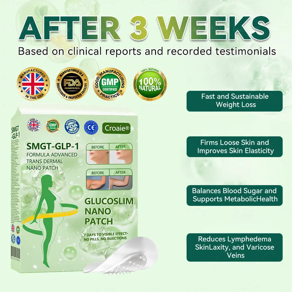 Official Store | ✨Croaie® SMGT-GLP-1 Nano Microneedle Patch with Collagen Peptides &Matrixyl 3000|Clinically Backed Slimming, Firming & Glucose Control|7-Day Results|Needle-Free Application 💡
